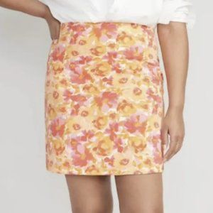 Old Navy High Waisted Yellow & Pink Floral Pixie Mini Skirt Size Small
